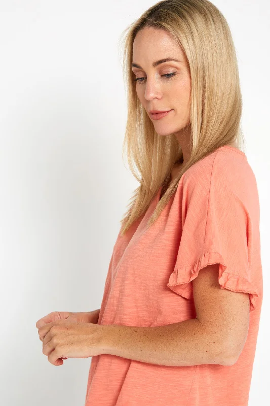 Ruffle Core Top - Coral