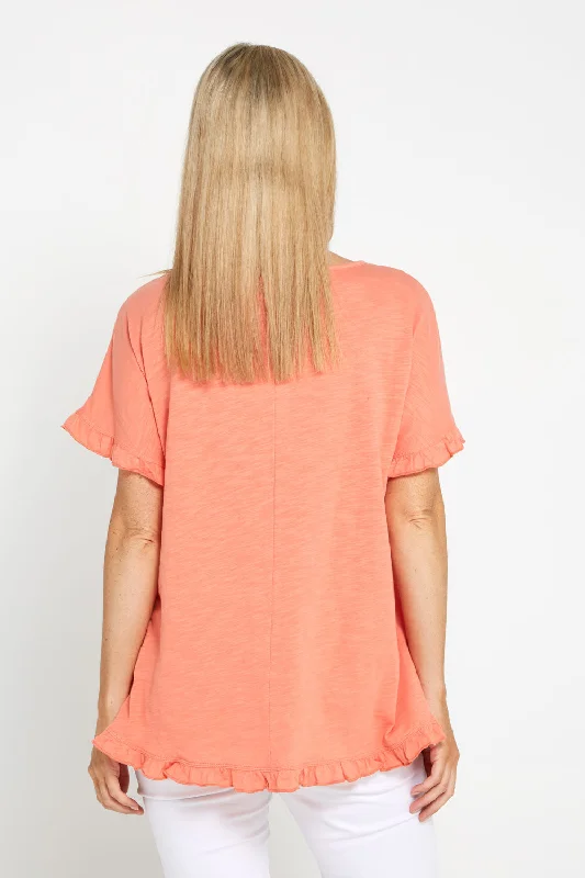 Ruffle Core Top - Coral