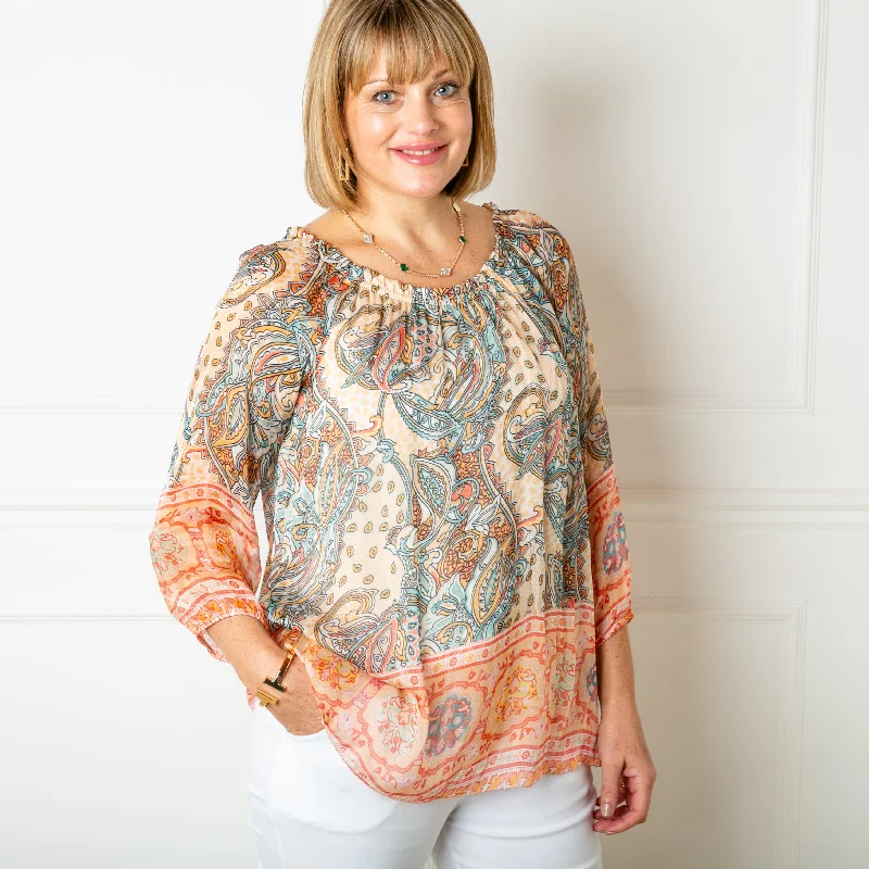 Silk Blend Paisley Top