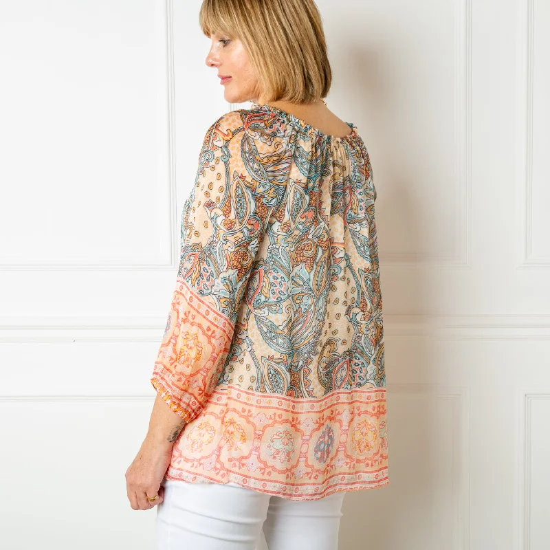 Silk Blend Paisley Top