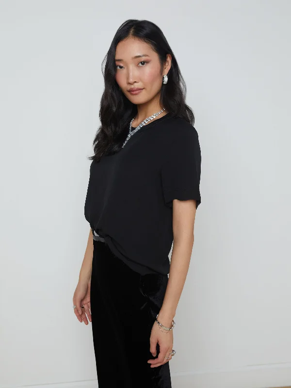 Suzette Silk Raw-Hem Tee