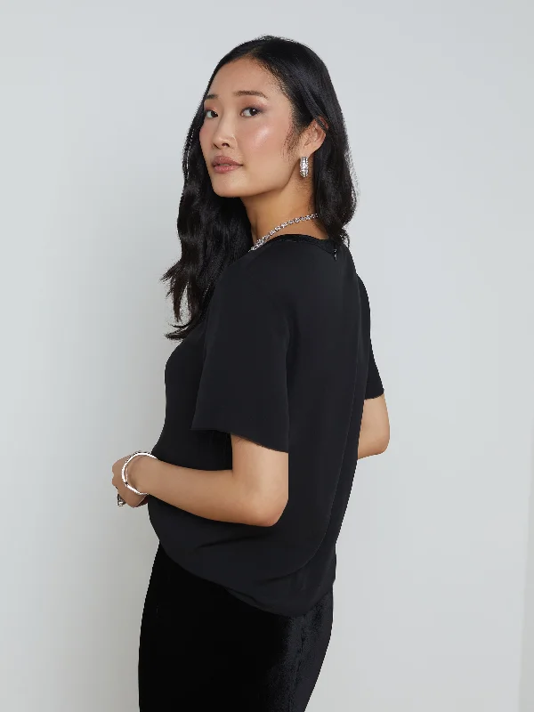 Suzette Silk Raw-Hem Tee