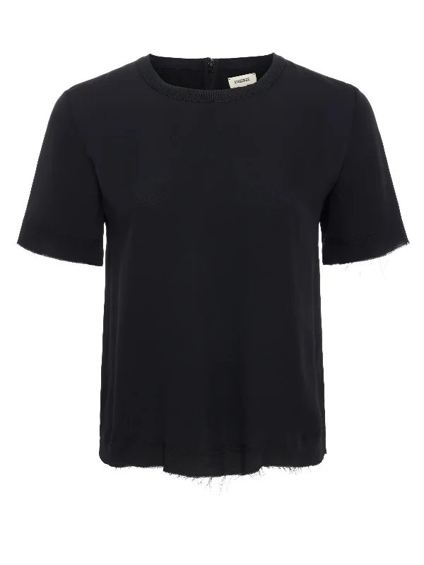 Suzette Silk Raw-Hem Tee