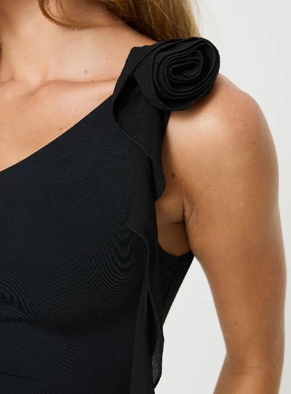 Carmonie One Shoulder Top Black