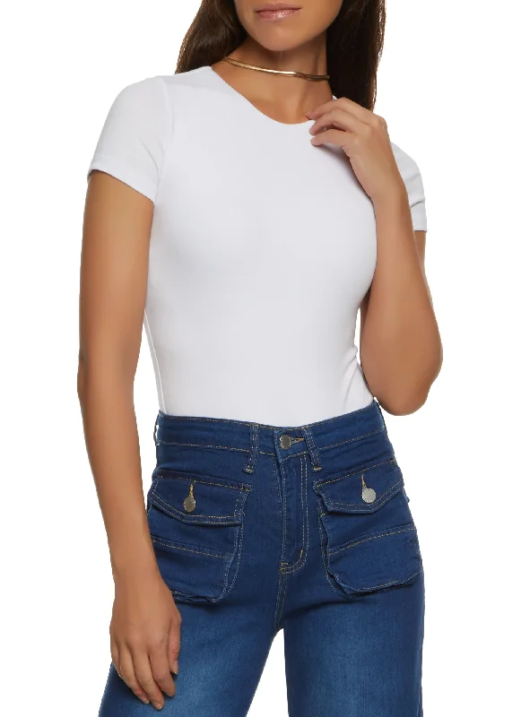 Basic Crew Neck Short Sleeve Bodysuit