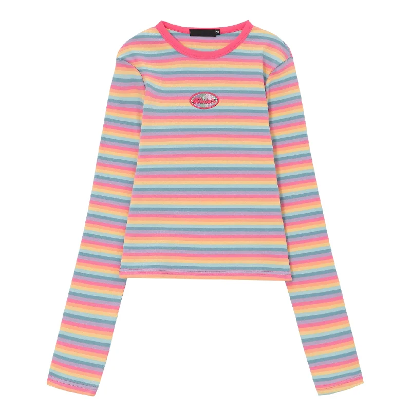 Women's Kawaii Colourful Striped T-shirt