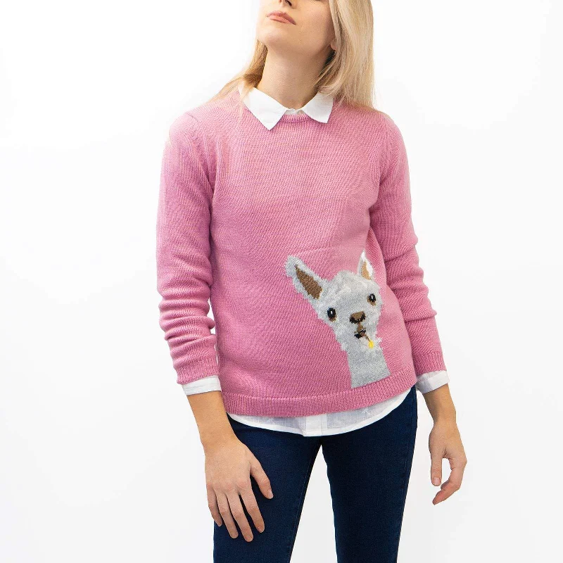 Wood Hill Larry The Llama Pink Crew Neck Jumper