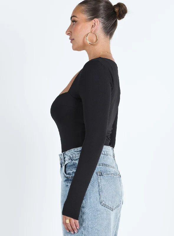 Alberta Long Sleeve Bodysuit Black