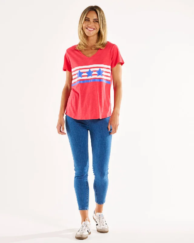 Betty Basics Amber Print Tee Star Race Stripe