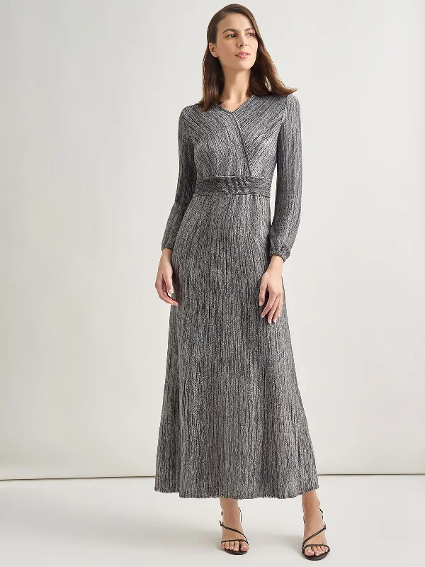 Bishop Sleeve Jacquard Knit Maxi Dress