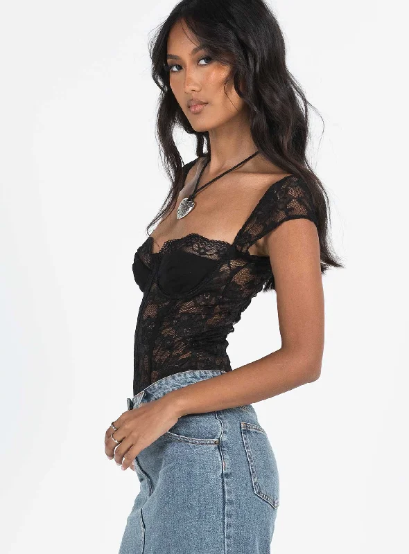 Cadrot Lace Bodysuit Black