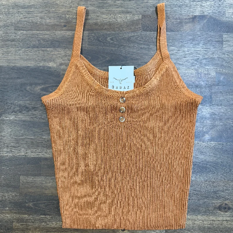 Copper Button Knit Top