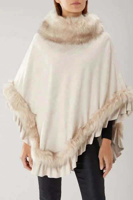 Faux Fur Trim Party Cape