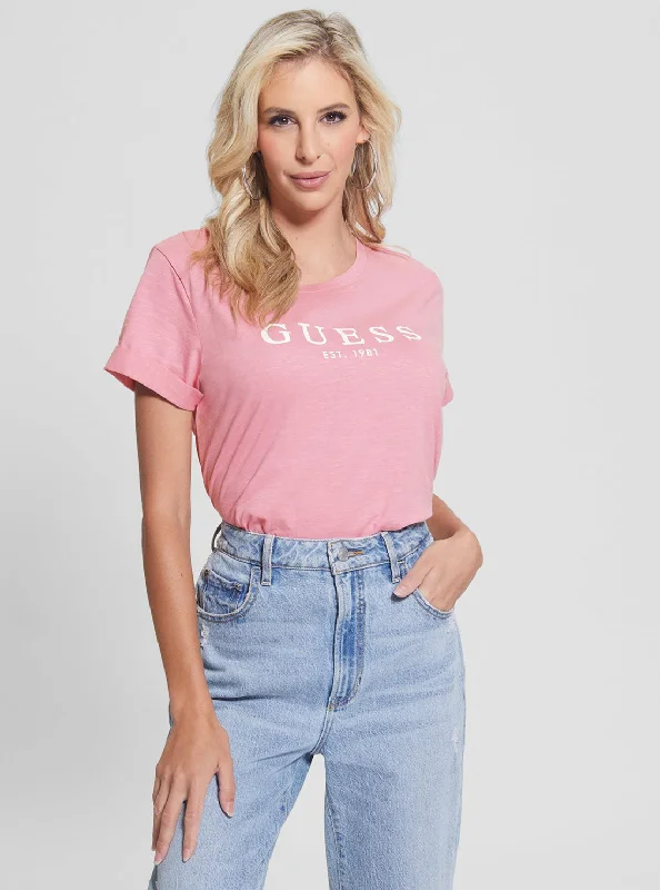 Eco Pink 1981 Roll Cuff Logo T-Shirt