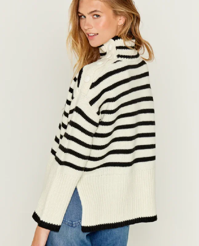 Five Black Ecru Stripe Knit