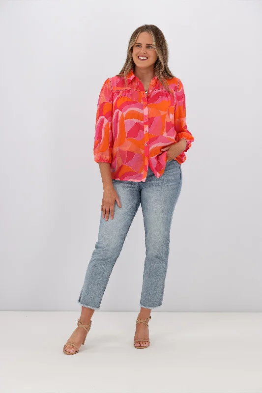 Fria Lauren Contempo Print Shirt Pink