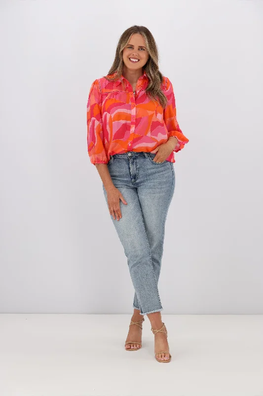 Fria Lauren Contempo Print Shirt Pink