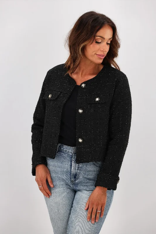 Fria Vivienne Collarless Jacket Black