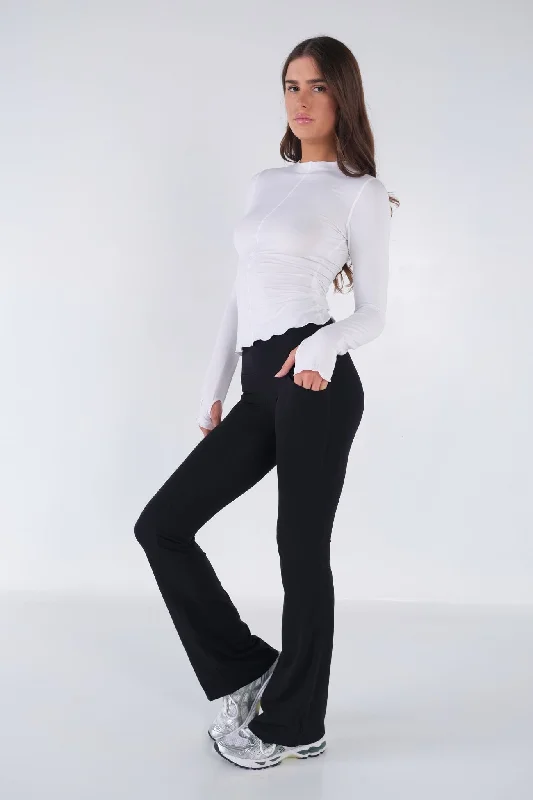 Frill Long Sleeve Top - White