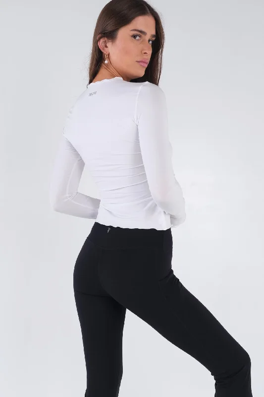 Frill Long Sleeve Top - White