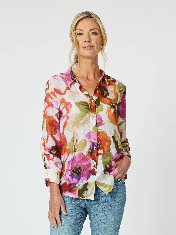 Gordon Smith Maui Floral Shirt Berry