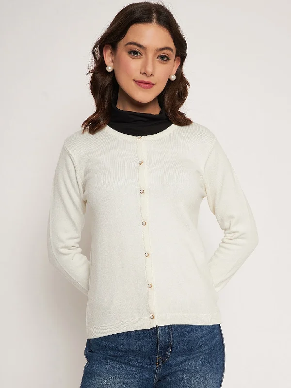 Madame Offwhite Round Neck Cardigan