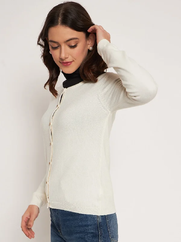 Madame Offwhite Round Neck Cardigan