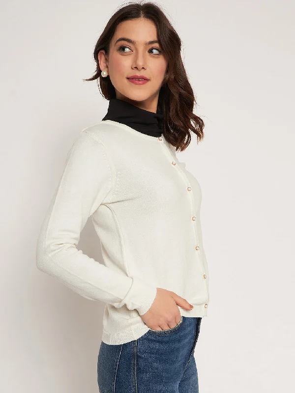 Madame Offwhite Round Neck Cardigan