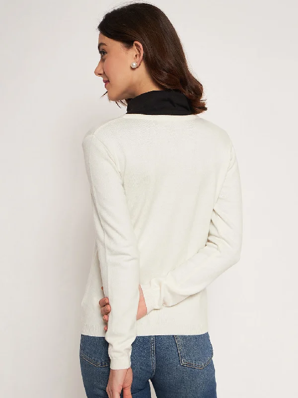 Madame Offwhite Round Neck Cardigan