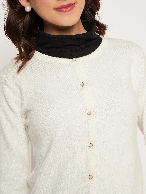 Madame Offwhite Round Neck Cardigan