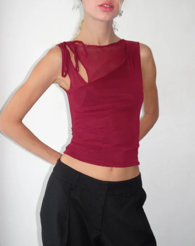 Moni Vest in Mesh Maroon