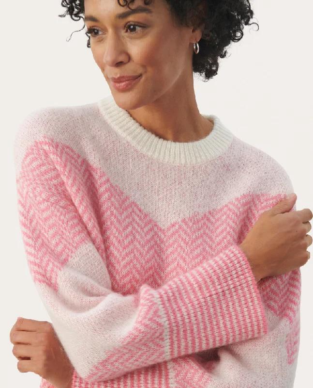 Part Two Elektra Pink Herringbone Knit