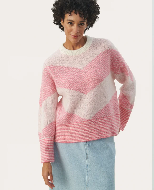 Part Two Elektra Pink Herringbone Knit