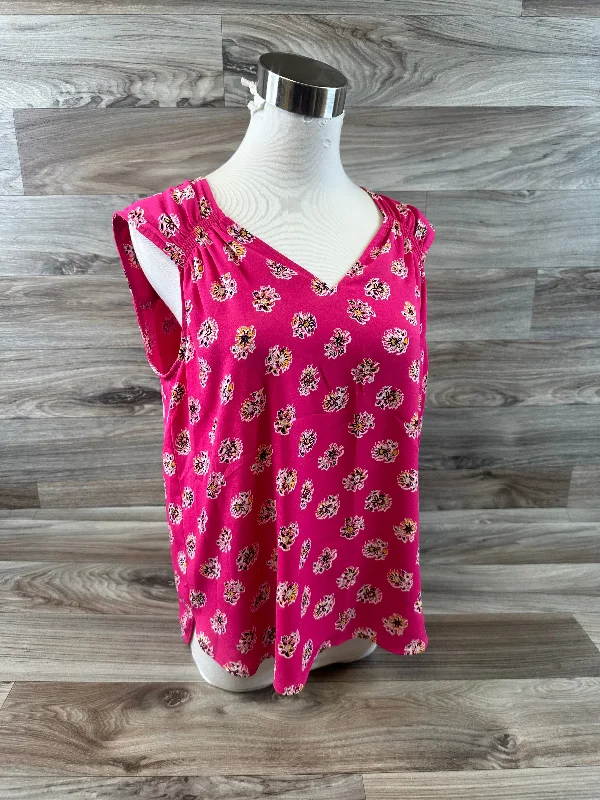 Pink & White Top Sleeveless Loft, Size Petite   S