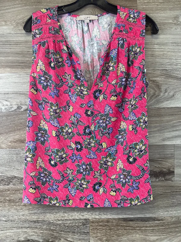 Pink & Yellow Top Sleeveless Loft, Size Xs