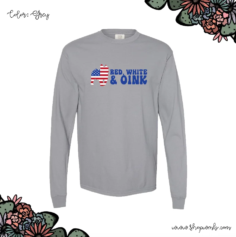 Red White And Oink LONG SLEEVE T-Shirt (S-3XL) - Multiple Colors!