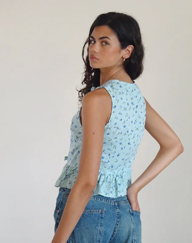 Revata Tie Front Top in Pretty Petal Green