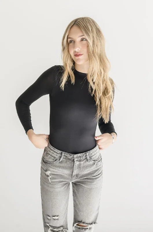 Skylar Long Sleeve Bodysuit Black