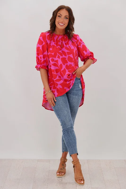 Sunday Boho Cora Top Red Pink