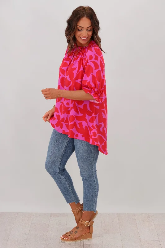 Sunday Boho Cora Top Red Pink