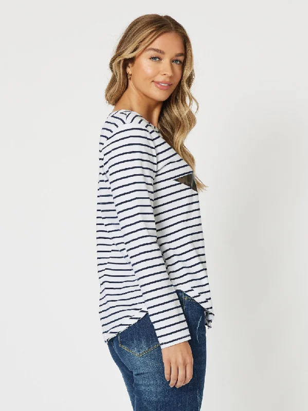 Threadz Annie Star Stripe Tee Navy/White