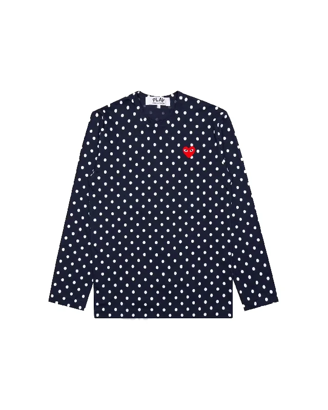 Women's Polka Dot Longsleeve T-Shirt - Navy / Red