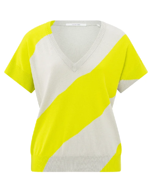 Yaya Neon Yellow Diagonal Stripe Knit