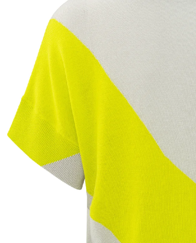 Yaya Neon Yellow Diagonal Stripe Knit