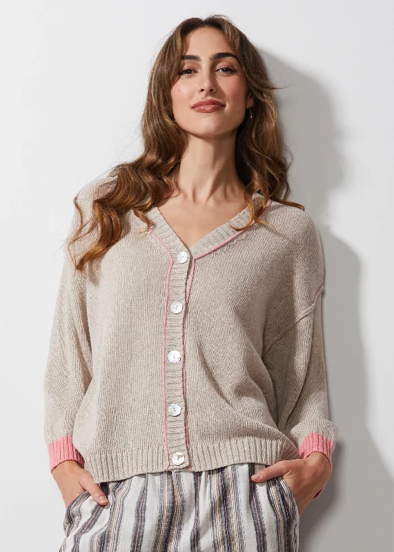 Z & P Chunky Linen Cardi - Flax