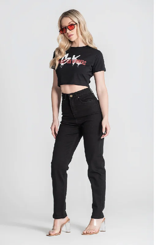 Black Winners Pain Cropped Tee