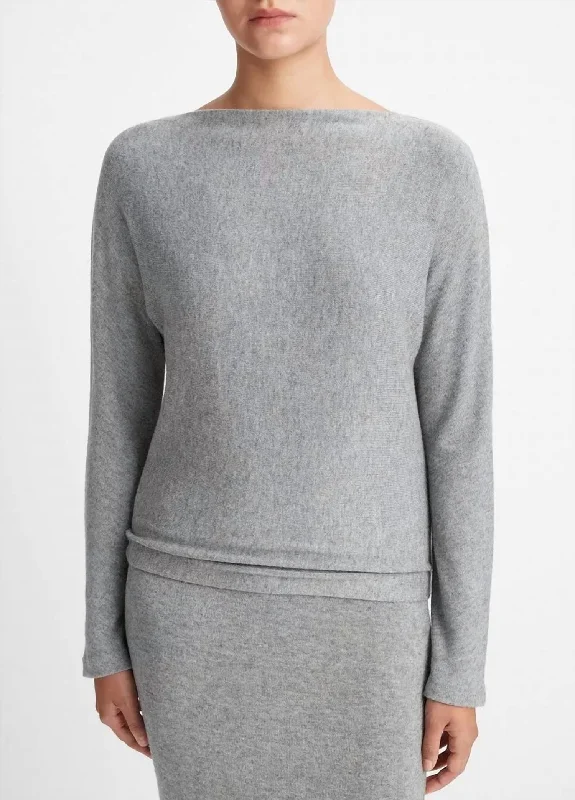 Cozy Dolman Sleeve Top In Heather Silver Dust