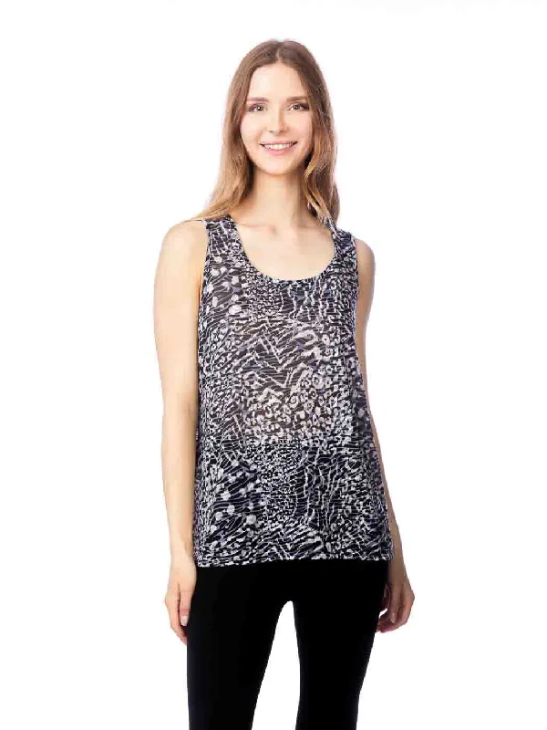 Tianello ""Zephora"" Printed Knit ""Burnout"" Crop Tank