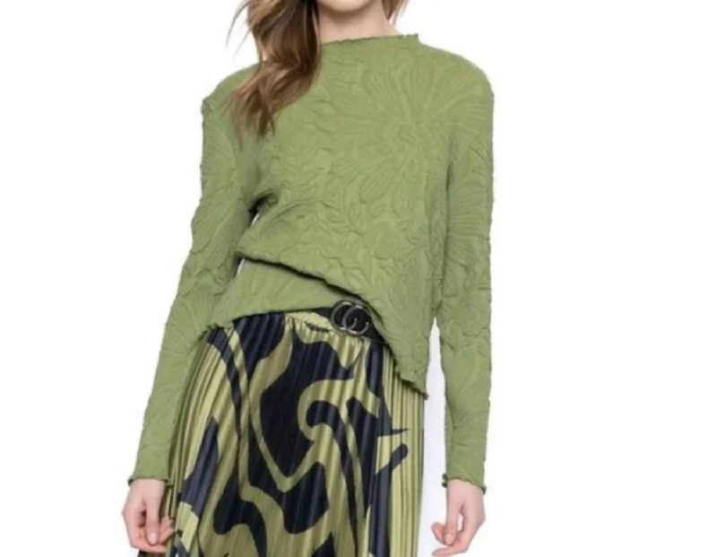 Floral Embossed Top In Green