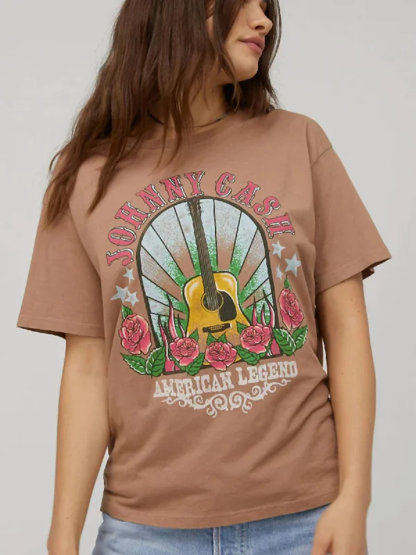 Johnny Cash American Legend Boyfriend Tee In Chocolate Brown